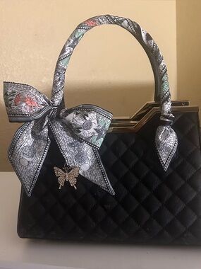 2 in 1 Twilly Purse Starry Night Moon Women Scarf Headband Pink Black White